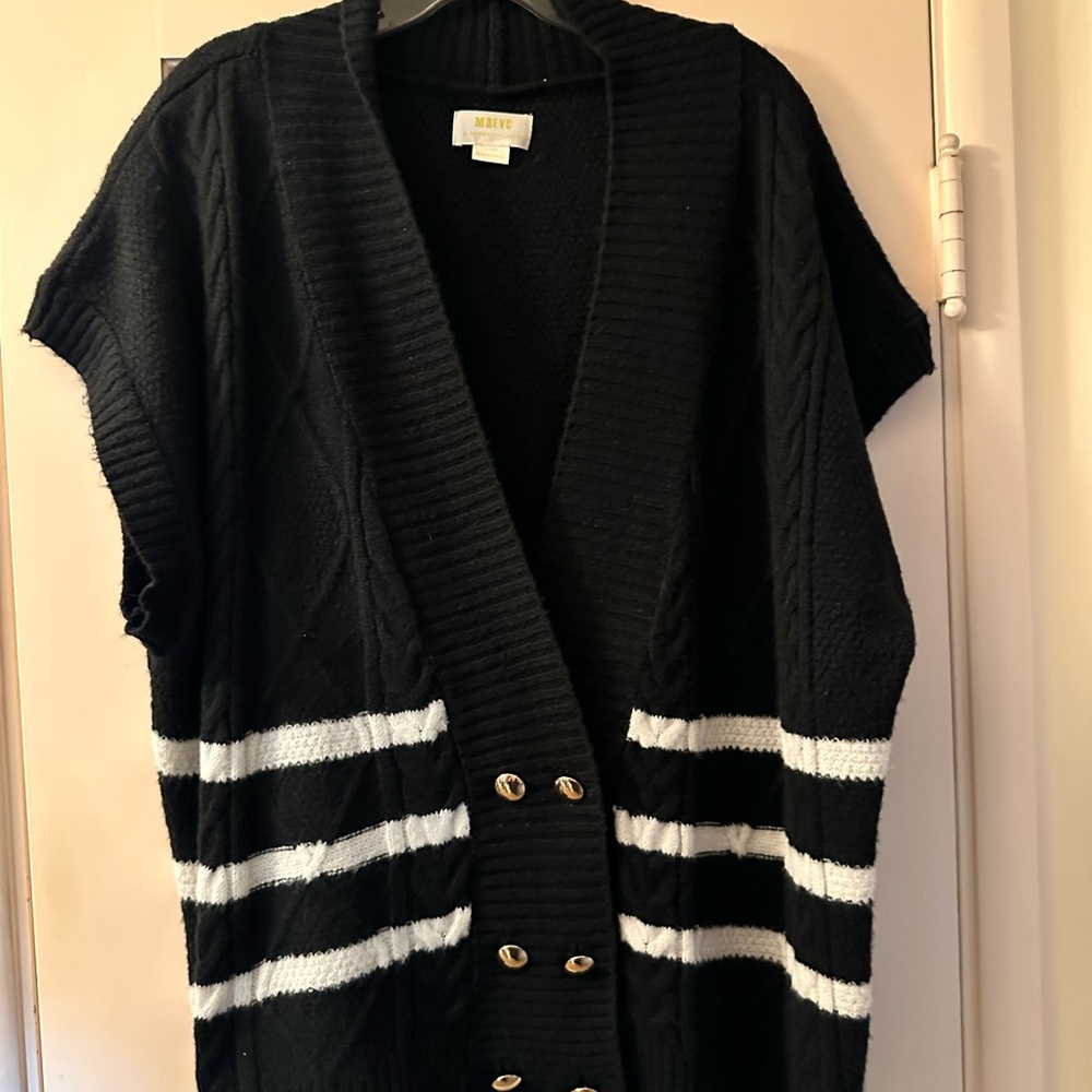 Maeve Black and White Cardigan Sweater
